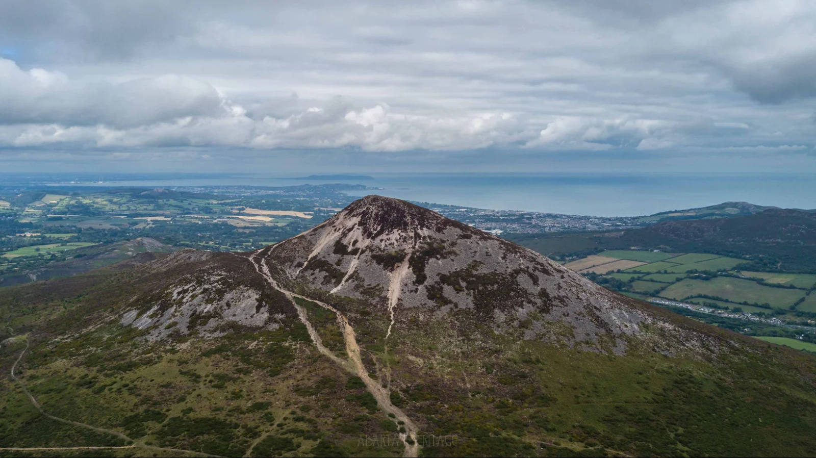 The distinctive cone of Great Sugar Loaf viewed from the walking path, County Wicklow