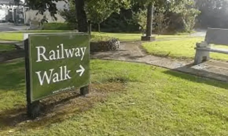 The Railway Walk at Tinahely, County Wicklow — a flat tree-lined path along the old Shillelagh branch line